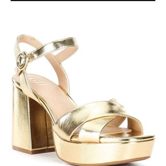 GB Class-Act Leather Platform Cross Strap Sandals Size 8M - Picture 1 of 12